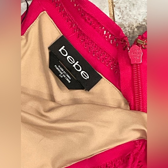 Bebe Pink Ribbed Bodycon Mini Dress - Picture 6 of 6